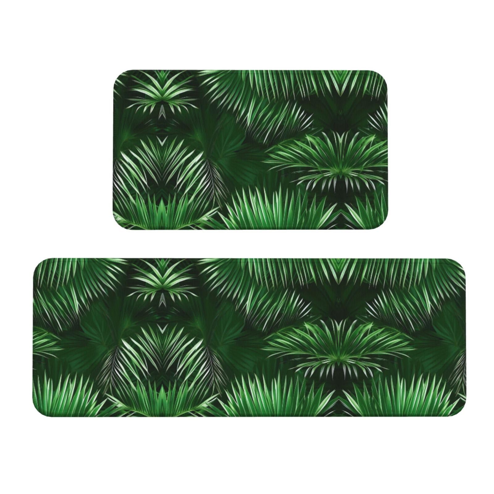 Tapis de cuisine antidérapant lavable lot de 2 confort vert plante tropicale