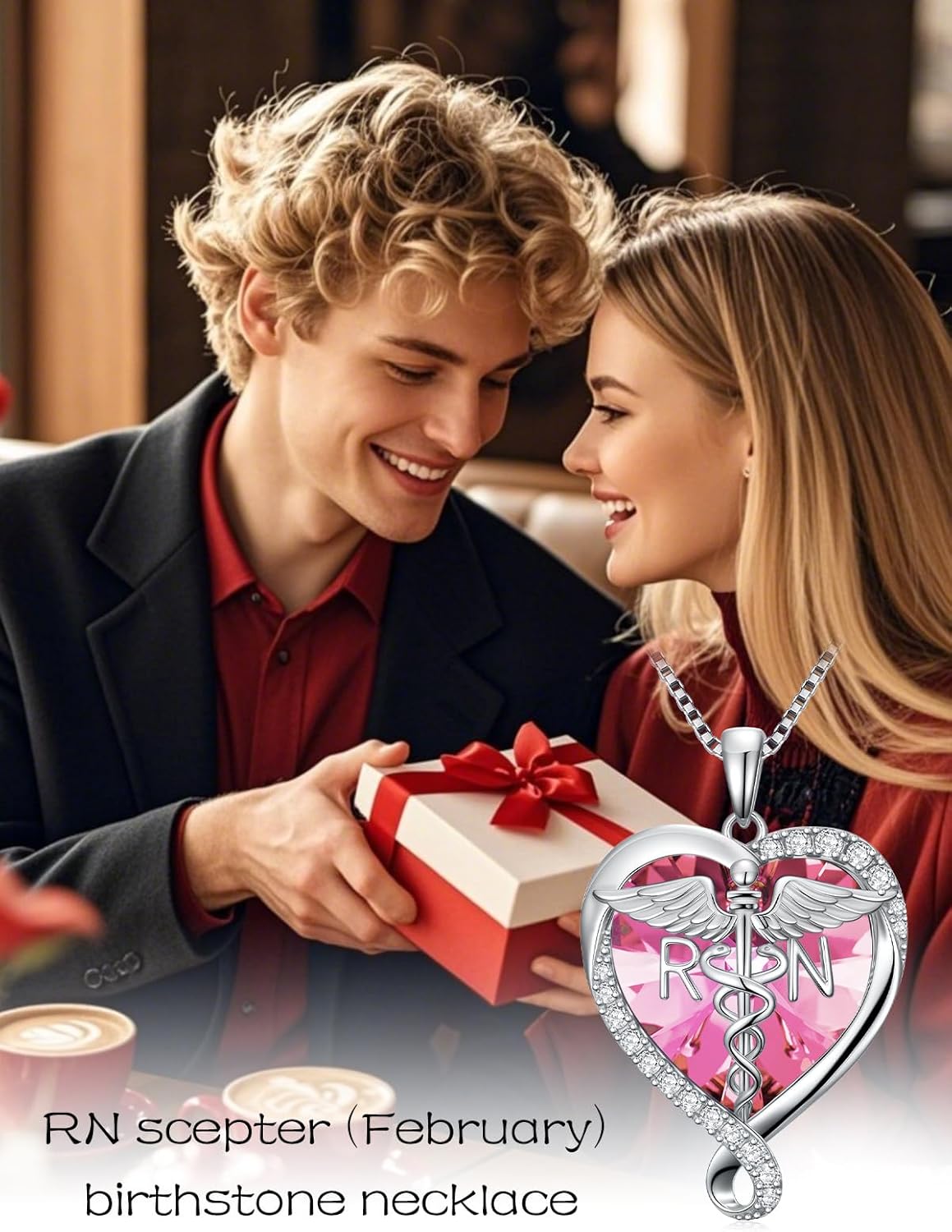 JKR Valentines Day Gifts for Nurses Sterling Silver Caduceus Nurse Necklace Doctor Nursing Themed Pendant with Birthstone RN Medical Jewelry Nurse Week Gifts for Women Mom Wife Student Birthday Graduation - Image 3