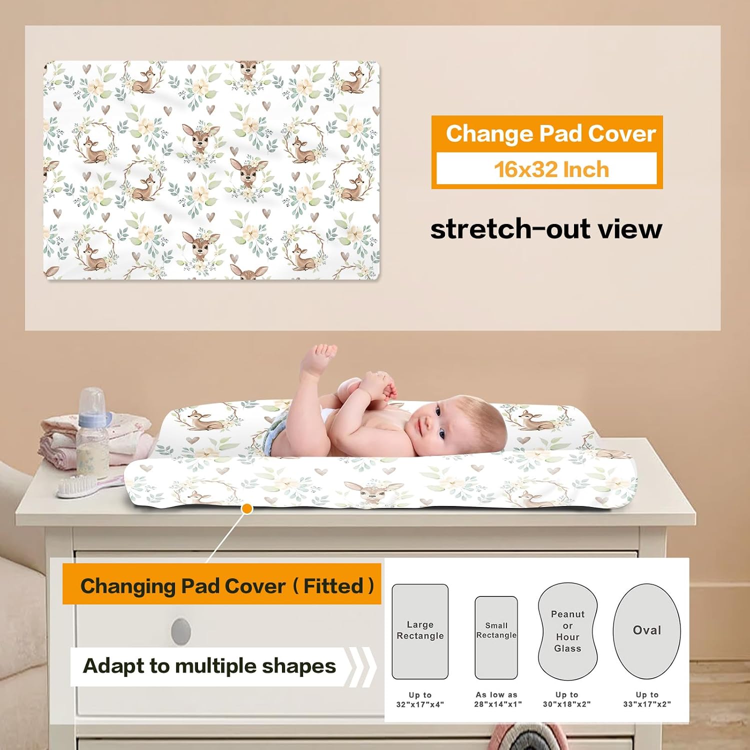 Custom Baby Crib Bedding Set - Comfortable 5 Piece Crib Set Cartoon Animals Design - Personalized Name Blanket, Crib Sheet, Changing Pad Cover, Pillowcase, Wall Art, Nursery Decor for Newborns Style C