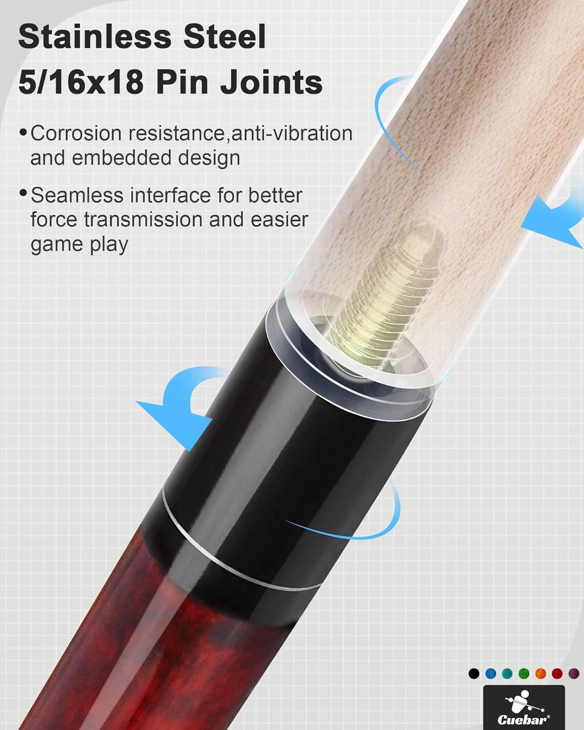 Pool Cues Set of 2 for Adults - 58 Inch 2-Piece Maple Billiard Sticks with 13mm Tip & 3D Grip for Home Bar or Game Room - Choose 2 Colors & Weights (18-21oz)