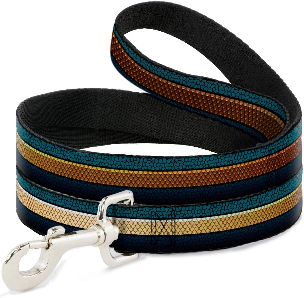 Dog Leash Aquaman Scales Stripe Blues Golds 6 Feet Long 1.0 Inch Wide