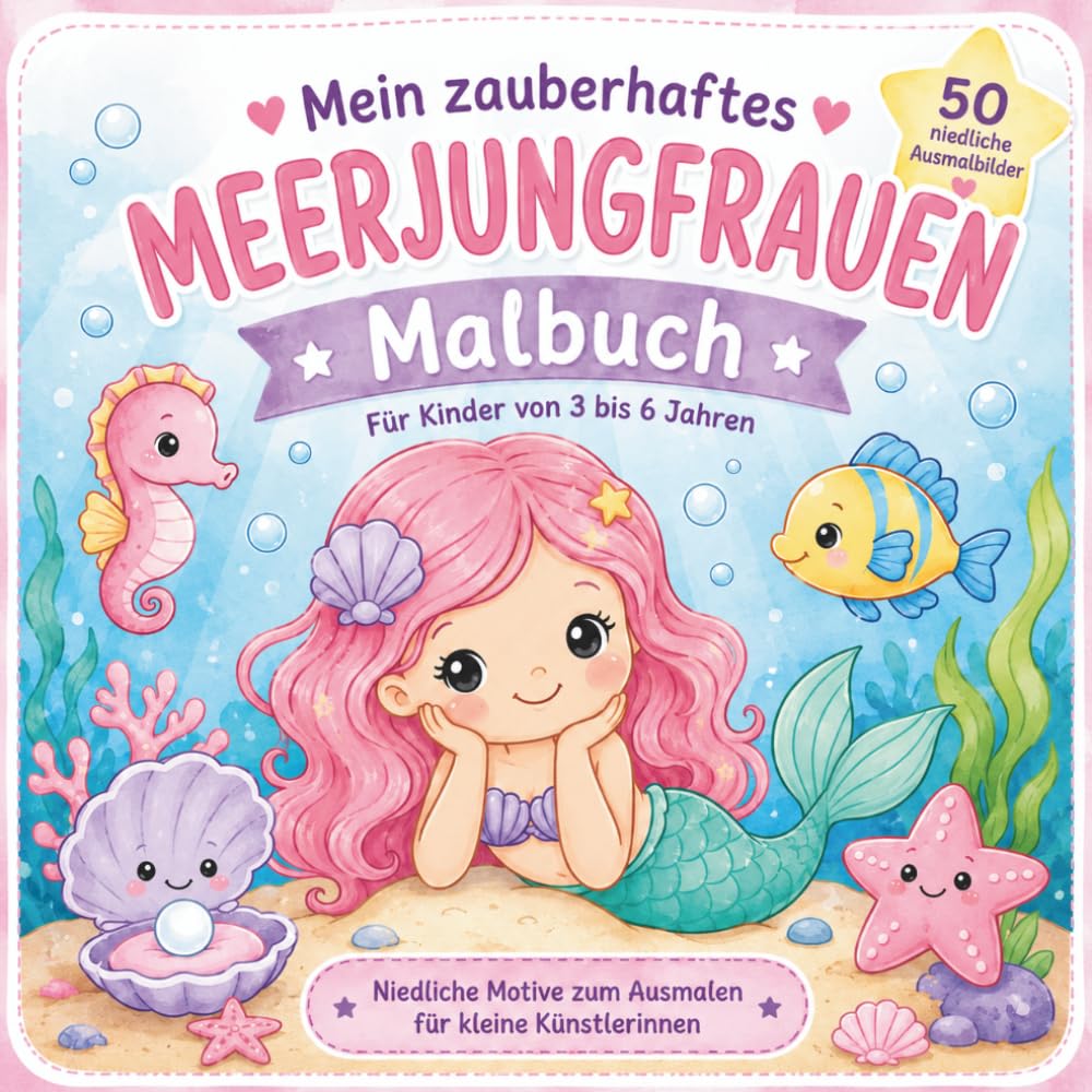Mein zauberhaftes Meerjungfrauen Malbuch für Kinder: Zauberhafte Unterwasserwelt zum Ausmalen für Mädchen von 3–6 Jahren | Süße Meerjungfrauen, ... und einfache Motive mit dicken Linien