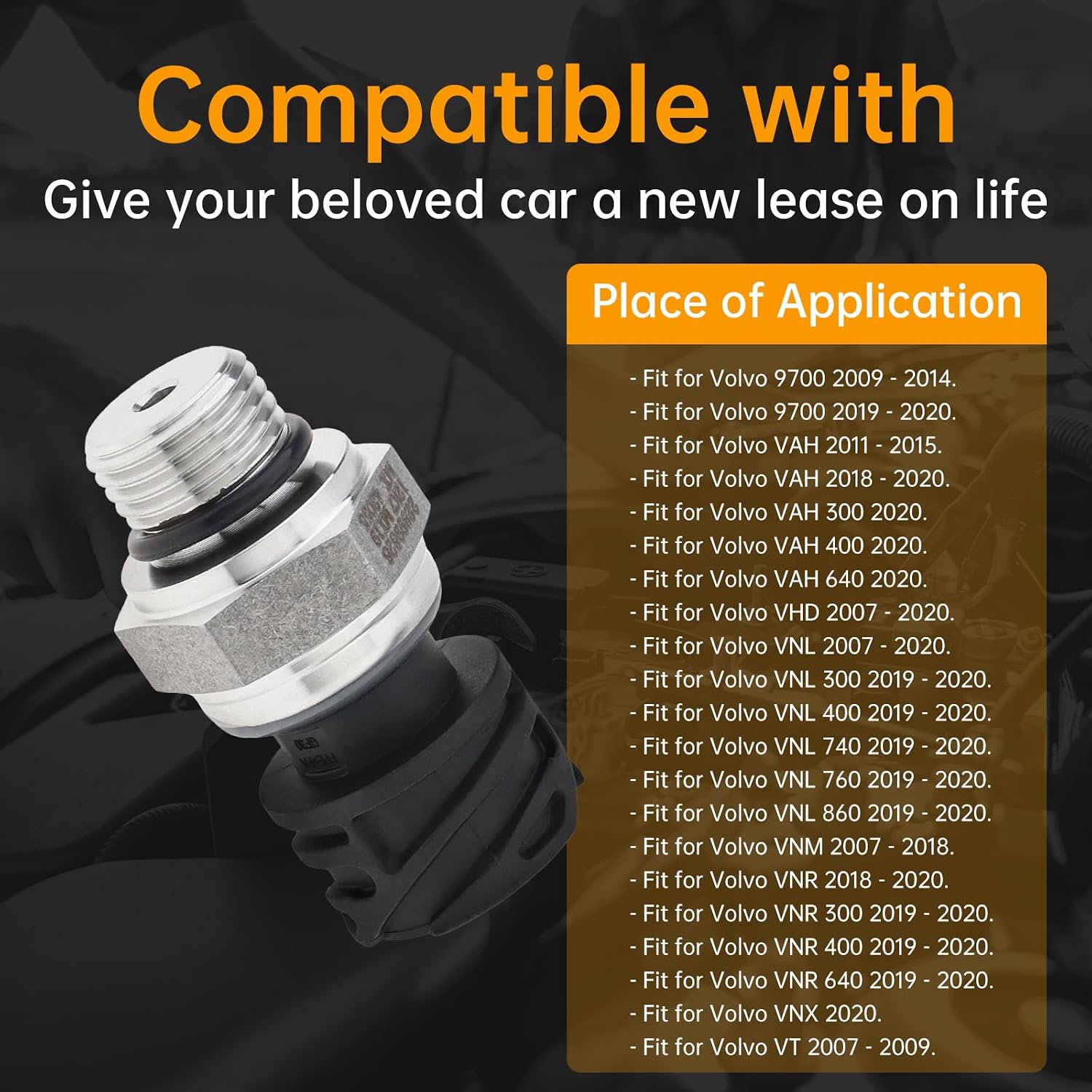 Fuel Oil Pressure Sensor Compatible with Volvo VNL VNR VNM VHD VNX VT Trucks Volvo Penta Engines D12 D13, Replaces 21634021, 22899626,20634019