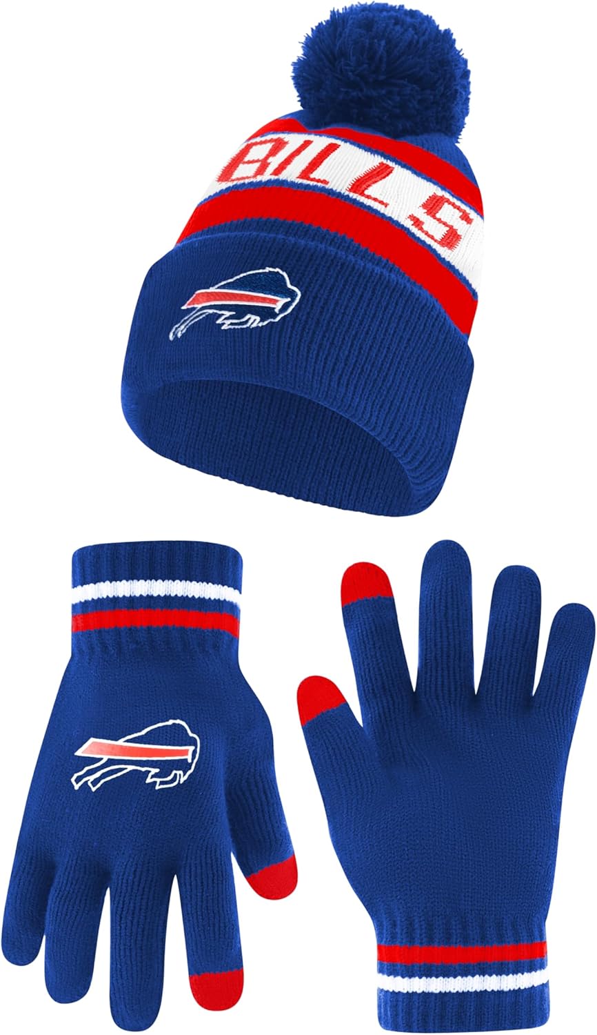 Ultra Game Adults NFL Official Super Soft Winter Beanie Knit Hat With Warm Touch Screen Gloves