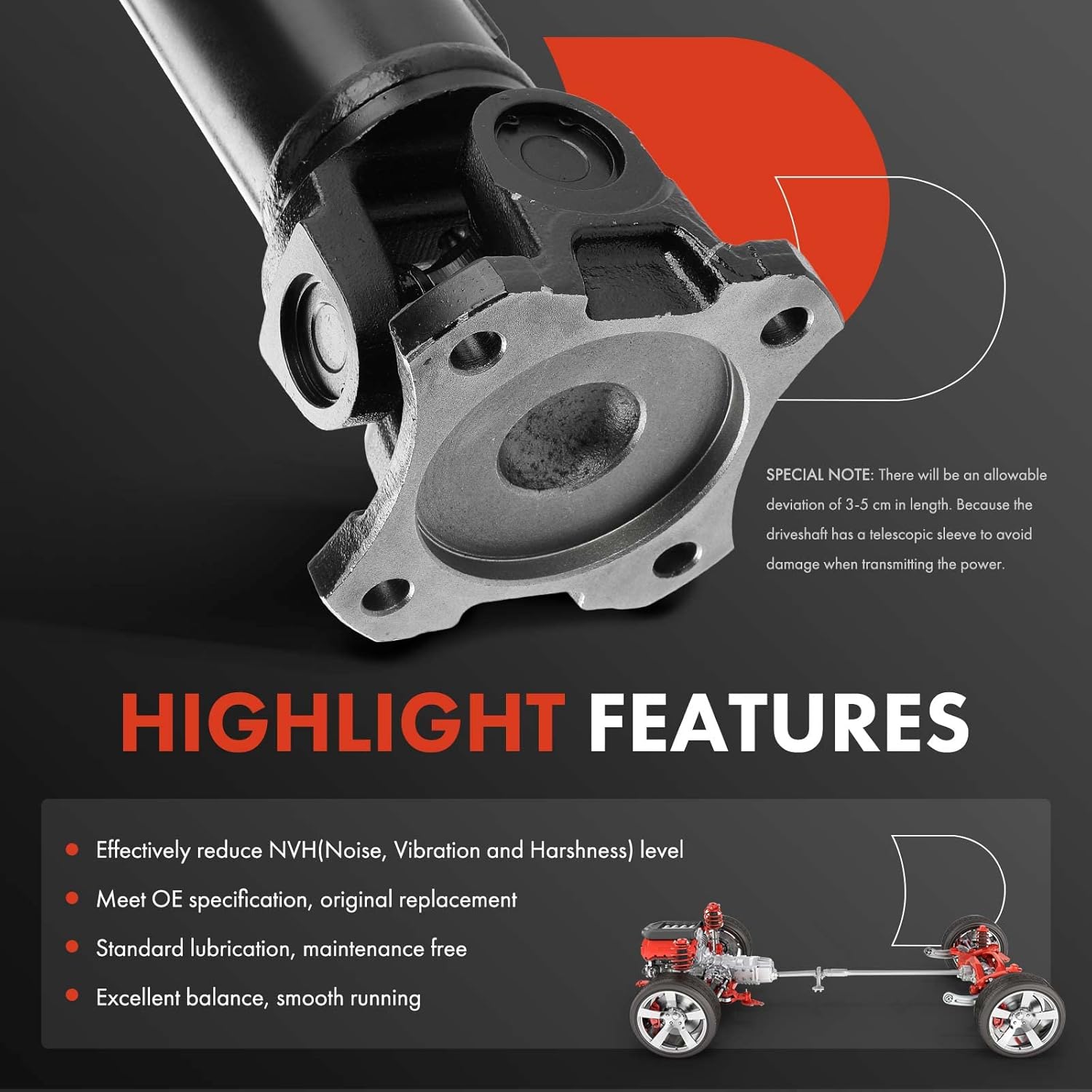 A-Premium Front Complete Drive Shaft Prop Shaft Driveshaft Assembly Compatible with Chevrolet & GMC K3500, 1992-1994, 5 Speed Manual Transmission, Replace# 26022467, 15622417