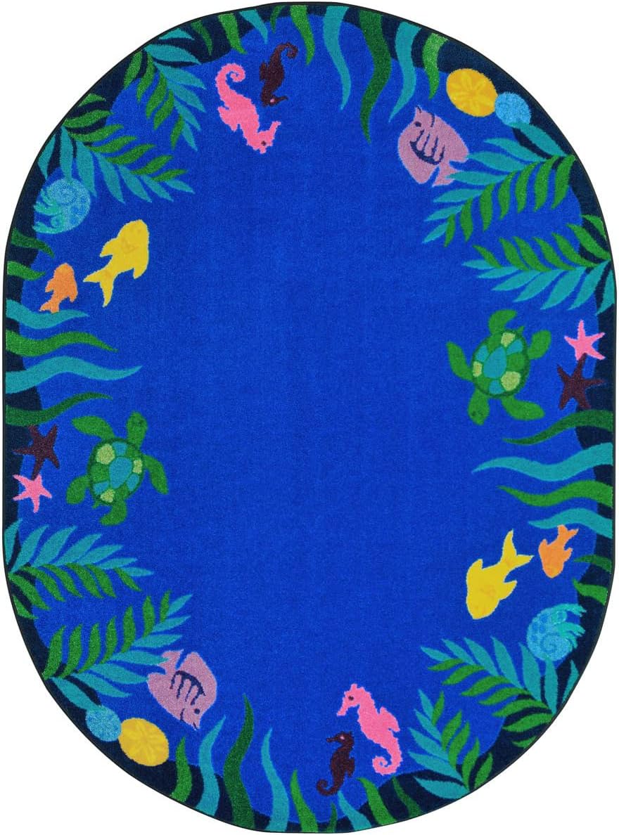 Joy Carpets Soothing Seas 7'8" x 10'9" Oval Area Rug in Color Multi