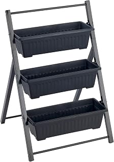 Maximex Vertikales Hochbeet 3 Etagen, Verstellbarer Neigungswinkel, 3 Pflanzkästen mit Drainagelöcher, 56,5 x 85 x 61 cm