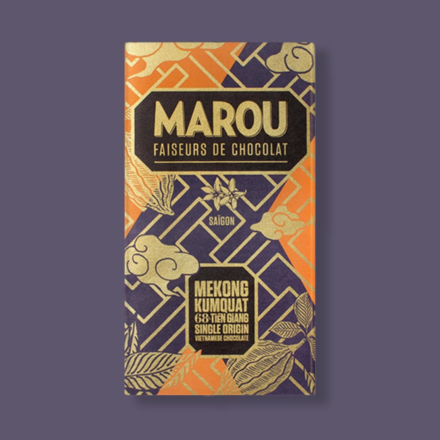 Marou Origin Plus Tien Giang Mekong Kumquat 68% Cacao Dark Chocolate 3-Pack | Vietnam Single Origin, Dairy Free, Gluten Free, Soy Free | 3 x 80g Bar