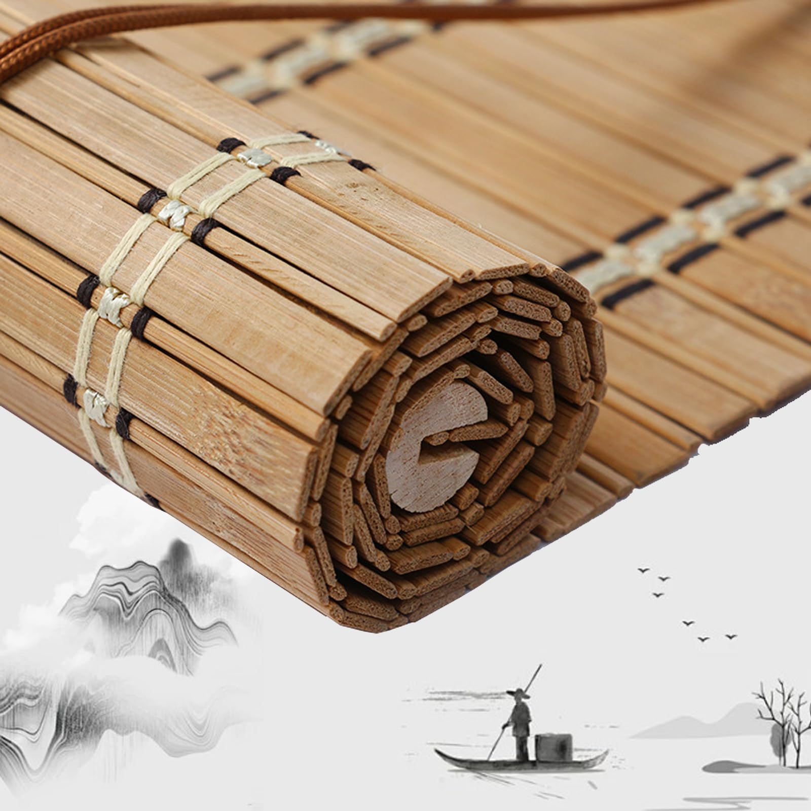 FENGSHOUU Rideau Bambou,Store Enrouleur Bambou Naturel,Stores À Rouleaux Romains,75% Protection Solaire Intimité Écran,pour Intérieur/Extérieur,Personnalisable,Largeur×Hauteur (80cm x 170cm(32x67in))