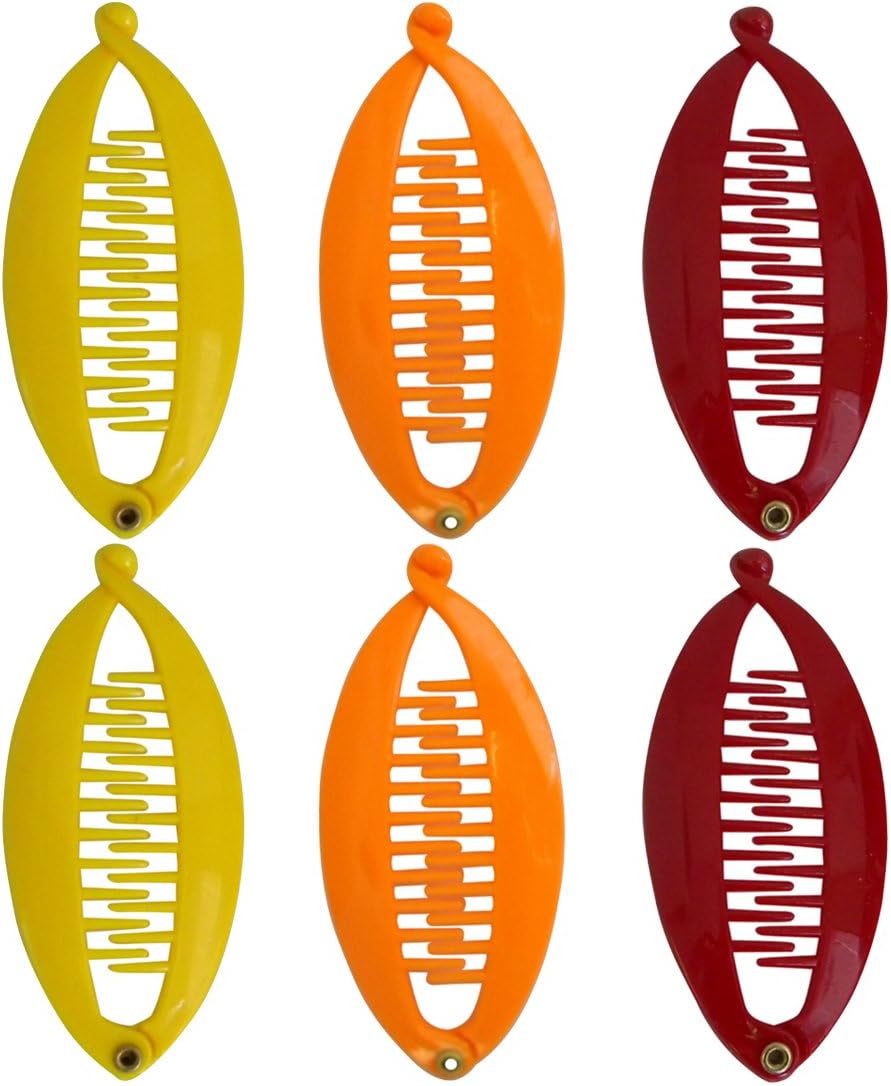 Motique Accessories Set of 6 Mini Banana Clips Red Orange Yellow