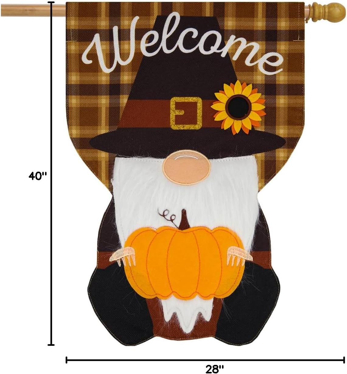 Pilgrim Gnome Thanksgiving Burlap House Flag Humor 28" x 40" Briarwood Lane