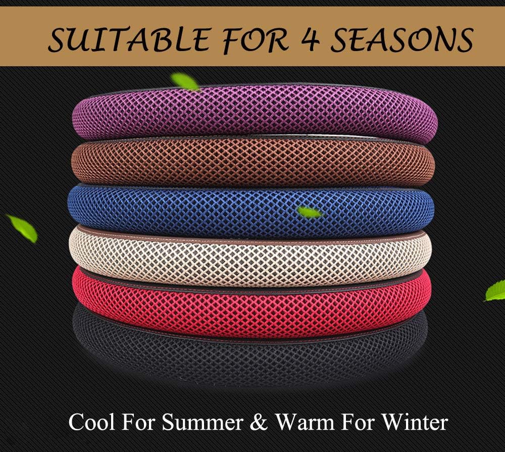 Cxtiy Universal Car Steering Wheel Cover Cool for Summer Warm for Winter Steering Wheel Cover Fit Most of Cars SUV Auto Vehicle (C-Coffee)