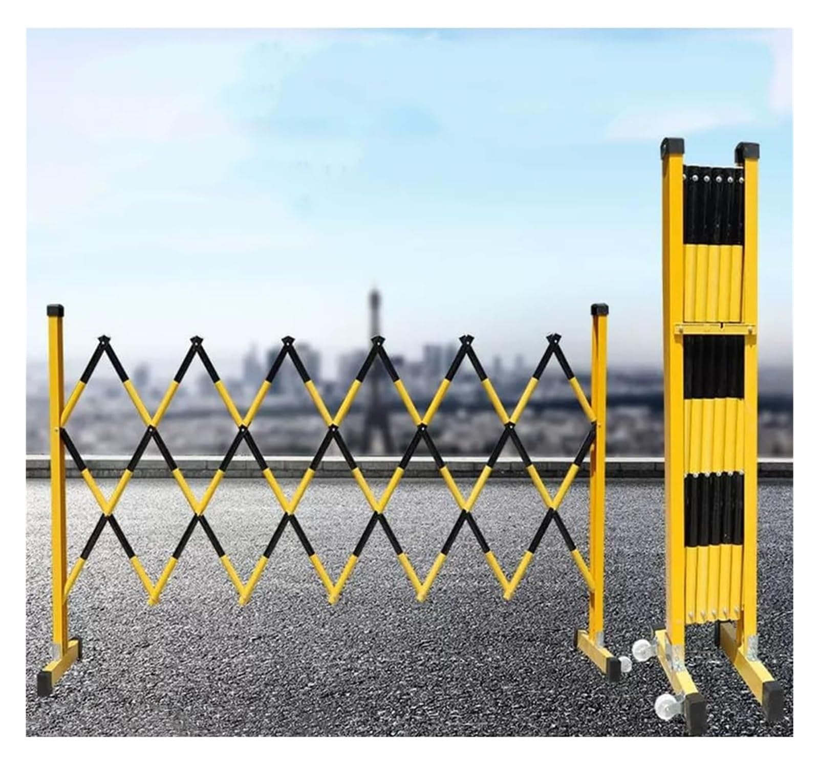 Barrière métallique Extensible à roulettes, barrière de sécurité Mobile pour la signalisation routière et de Chantier en extérieur