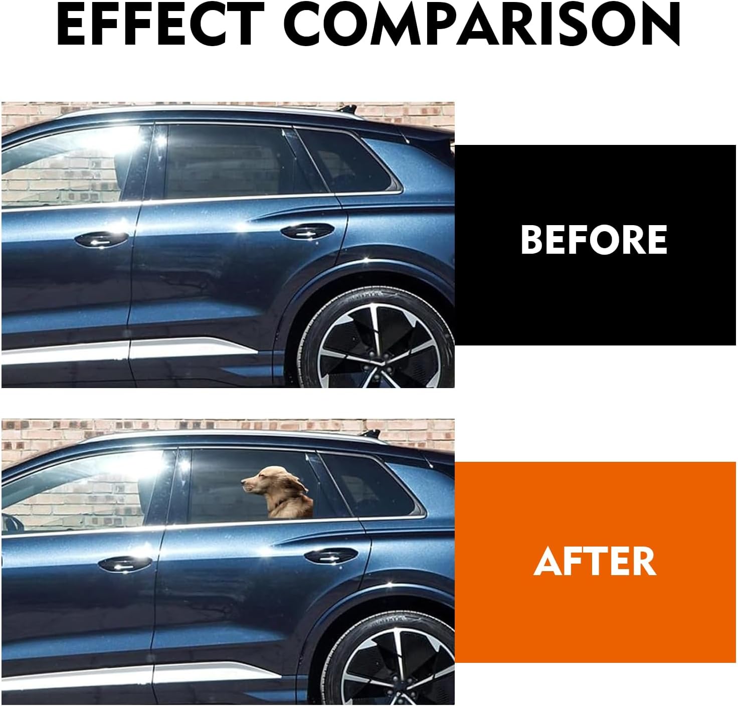2 PCS Golden Retriever Car Side Window Stickers, Self-Adhesive Funny Waterproof 3D Pet Dog Decal, Left & Right Side Car Glass Decor, Universal for Most Cars image 5