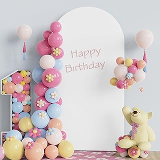 Fomcet 6.6FT Wedding Arch Cover White 2-Sided Spandex Fitted Fabric Arch Backdrop Cover Round Top Arch Cover Fabric for Birthday Party Baby Shower Wedding Arch Stand Decoration