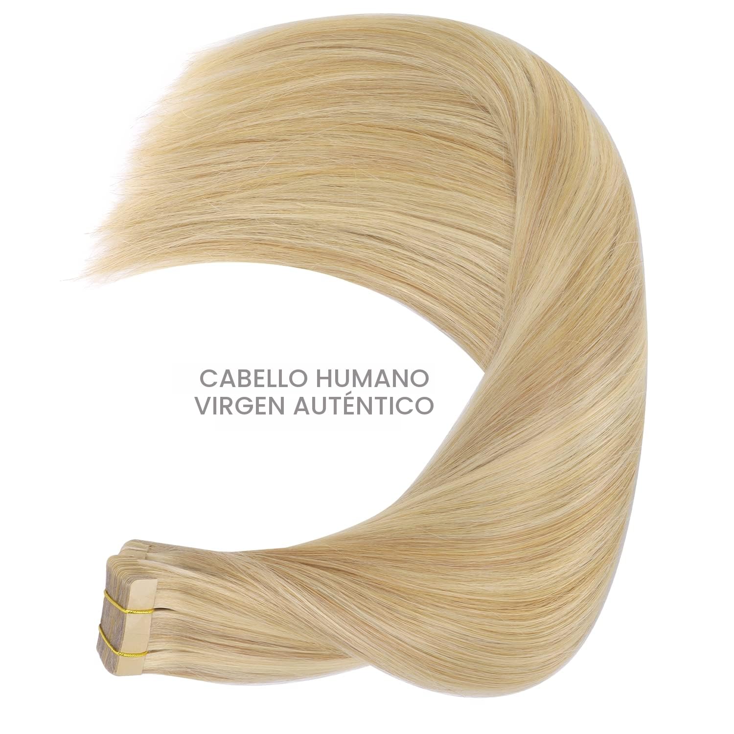 WENNALIFE Extensiones Adhesivas Pelo Natural, 55cm, 50g, 20 Piezas, Hellblond Highlights Goldblond, Extensiones Pelo Remy Cabello Humano — view 6