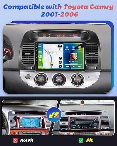 Miniatura 2 de 2+64 GB para Toyota Camry 2000-2006 Android 13 Estéreo de coche, 9 pulgadas pantalla táctil Radio de coche con Apple Carplay Android Auto HiFi GPS