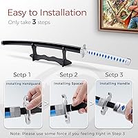 Vista 20 de Cold Blade Demon Katana - Réplica de anime de 41 pulgadas con cinturón y soporte, espada duradera perfecta para cosplay, espada Nichirin con diseño