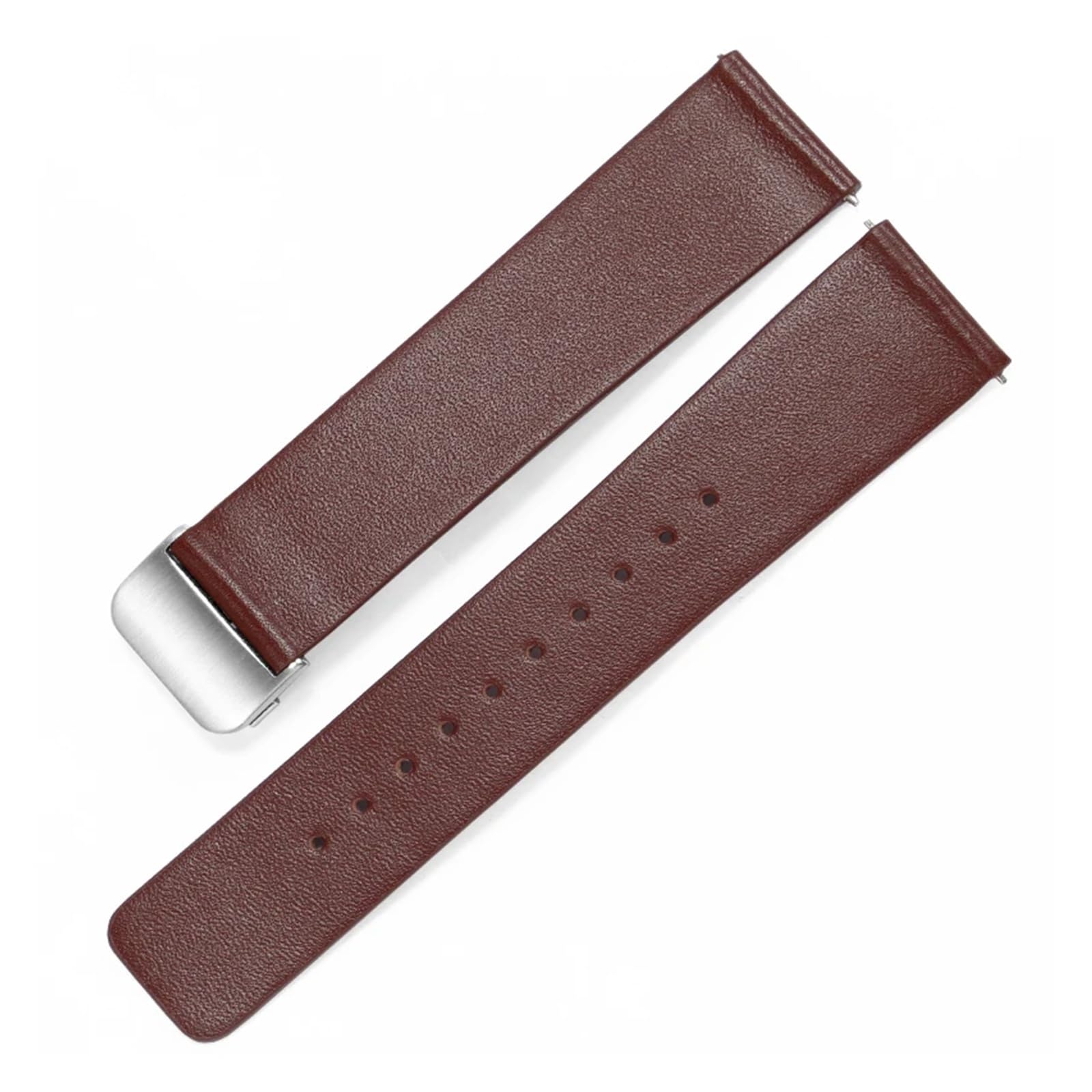 Bracelet montre cuir 21mm marron argent, idéal pour un usage quotidien