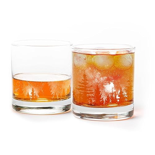 Vista 51 de Black Lantern Whiskey Glasses Set of 2 – 11 oz Heavy‑Base Old‑Fashioned Rocks Glasses with Forest Animal Screen Print Hand‑Printed Durable
