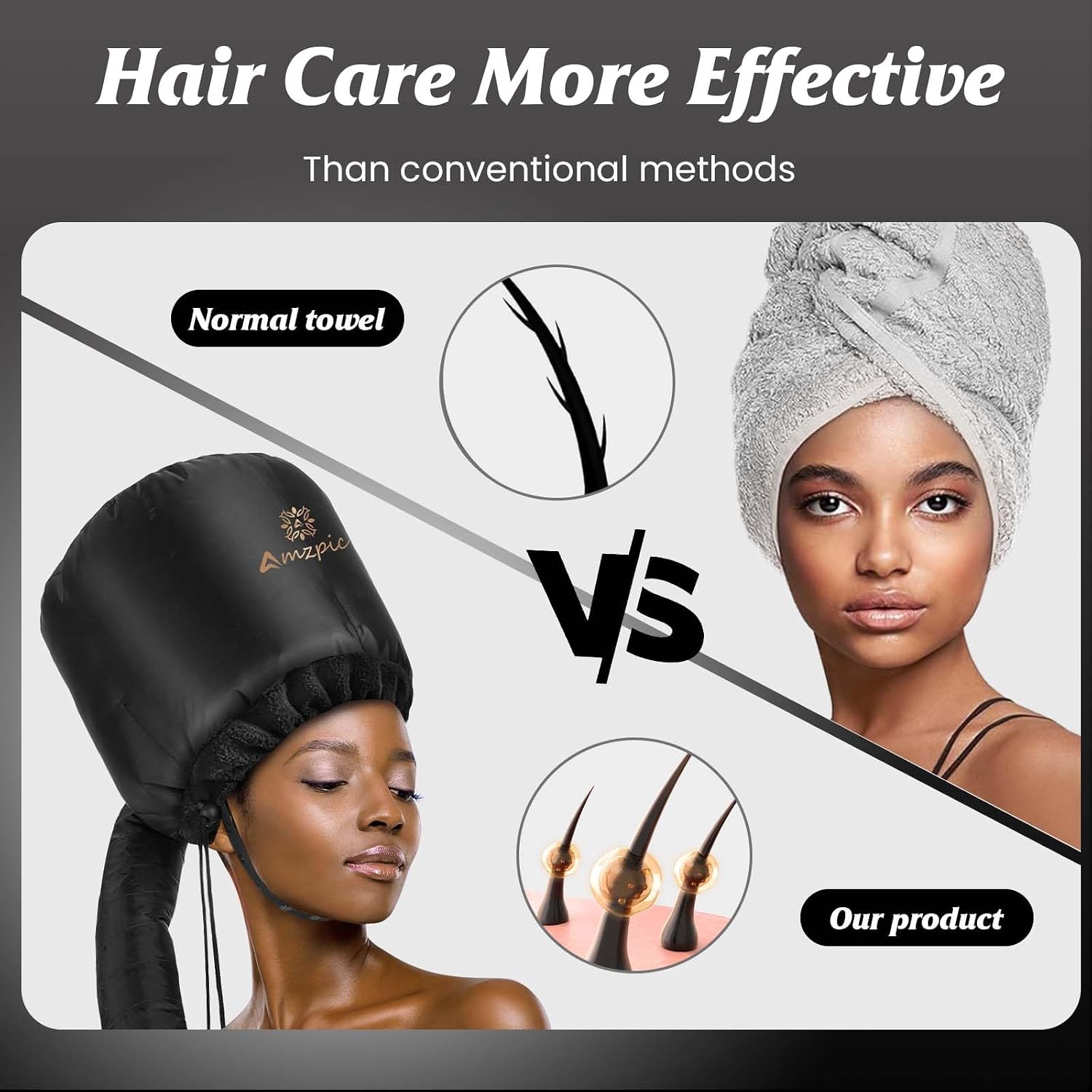 Bonnet Hood Hair Dryer Attachment - Headband Integrated Bonnet Hair Dryer for Speeds Up Drying Time at Home, Easy to Use for Styling, Curling and Deep Conditioning (Black,Adjustable) thumbnail