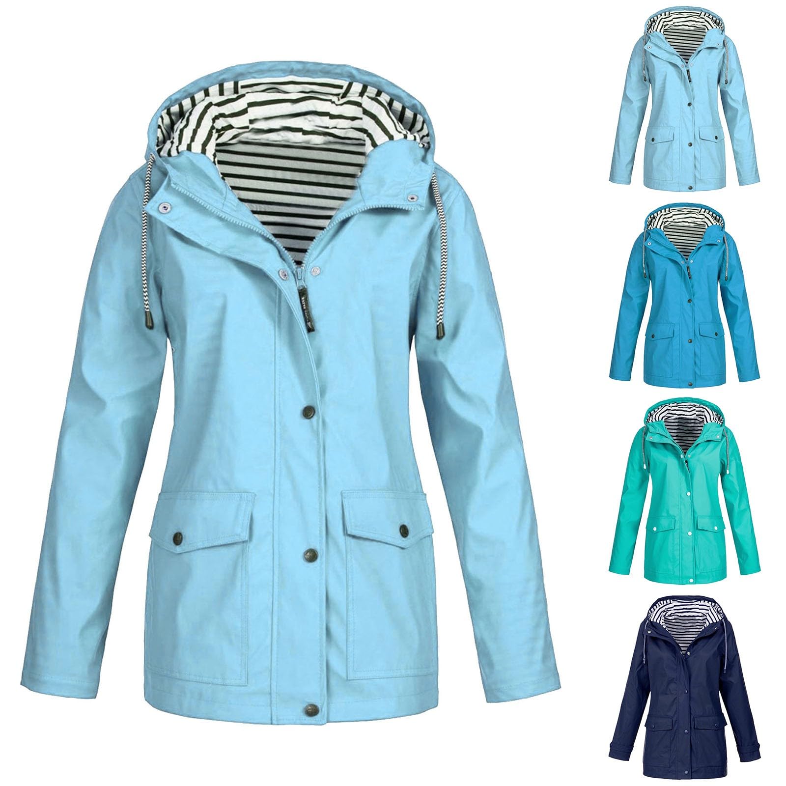 Giacca Antipioggia Da Donna Outdoor Plus Size Resistere All'Acqua Cappotto Allentato Antivento Con Cappuccio E Pantaloni Eleganti Impermeabile Trekking Vento Sportiva Windbreaker Jacket