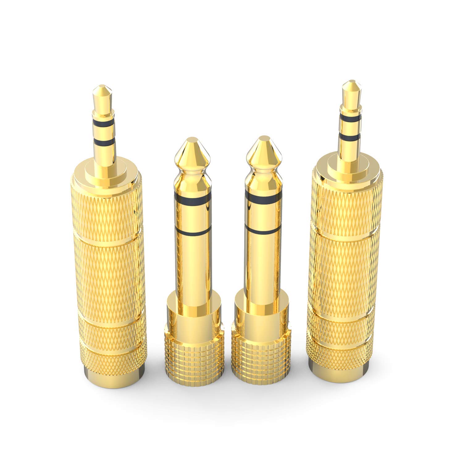 Lot De 5 Adaptateurs Jack 6,35mm Vers 3,5mm Magnet - HiFi Plaqué Or Pour Casque, Piano, Ampli, Guitare