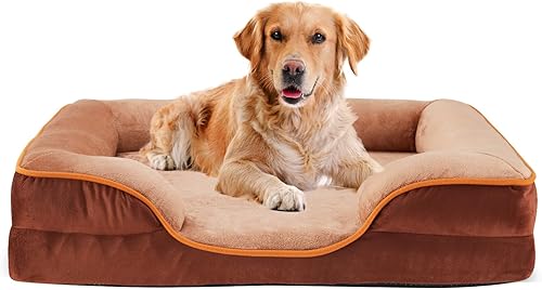 NEWBULIG 35x25 Inch Orthopedic Dog Bed Large Sized, Dog Couch/Sofa Bed with Washable Cover, Waterproof, Memory Foam, Soft Fluffy Surface