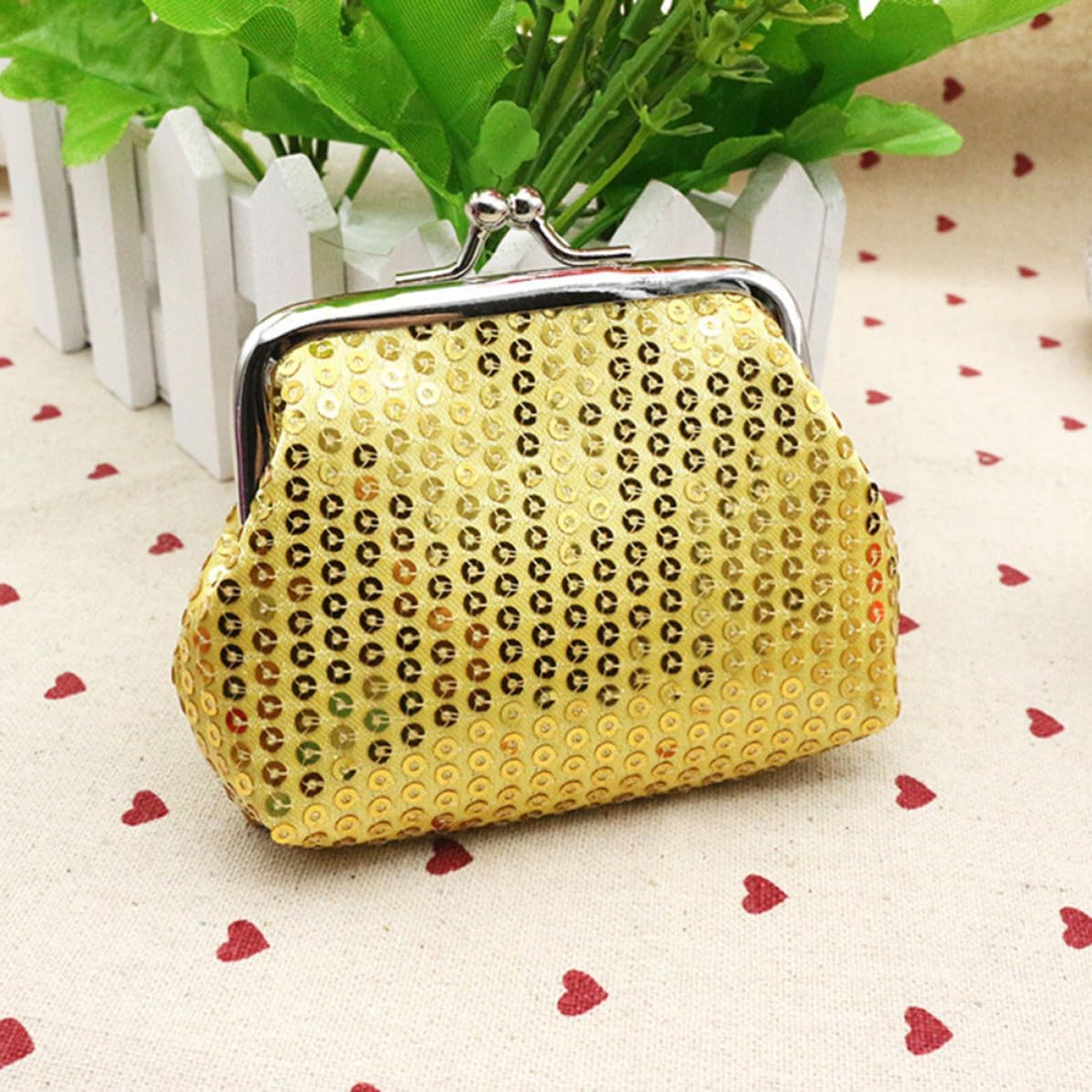 8pcs Sequin Coin Purse Wallet, Polyester Shining