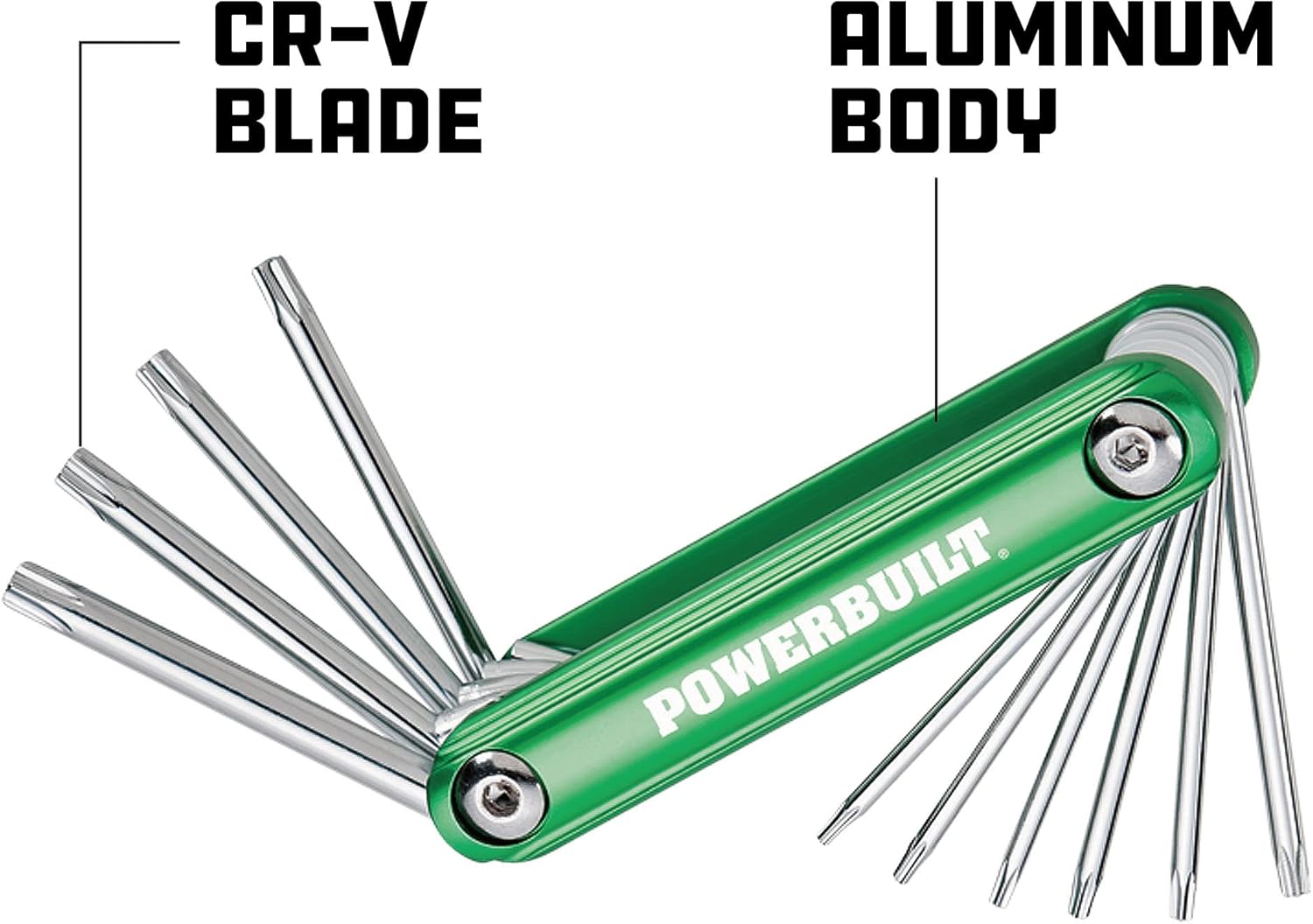 Powerbuilt 10 Pc. Aluminum Folding Star Hex Key, T6 to T30 - 940786