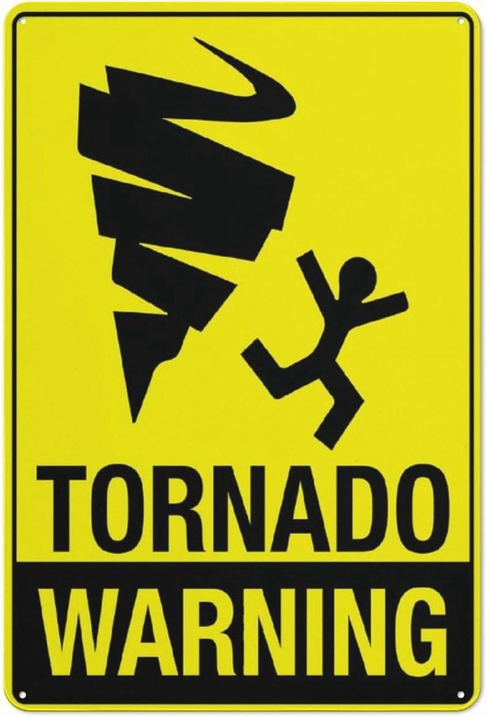 (2-Pack) Metal Tin Sign Tornado Warning Sign 12X8 Inch Sign Great For Garden And Yard Wall Decor