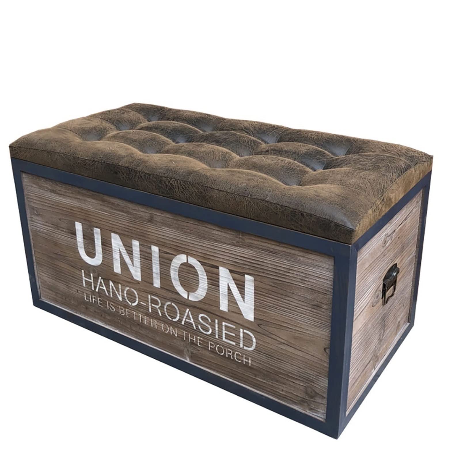 KEPMOGOH Wooden Foot Storage Stool Ottoman - Stool Storage Stool Solid Wood Wrought Iron Storage Stool Retro Industrial Style Family Low Stool Sofa Chair Shoe Stool (Color : B)