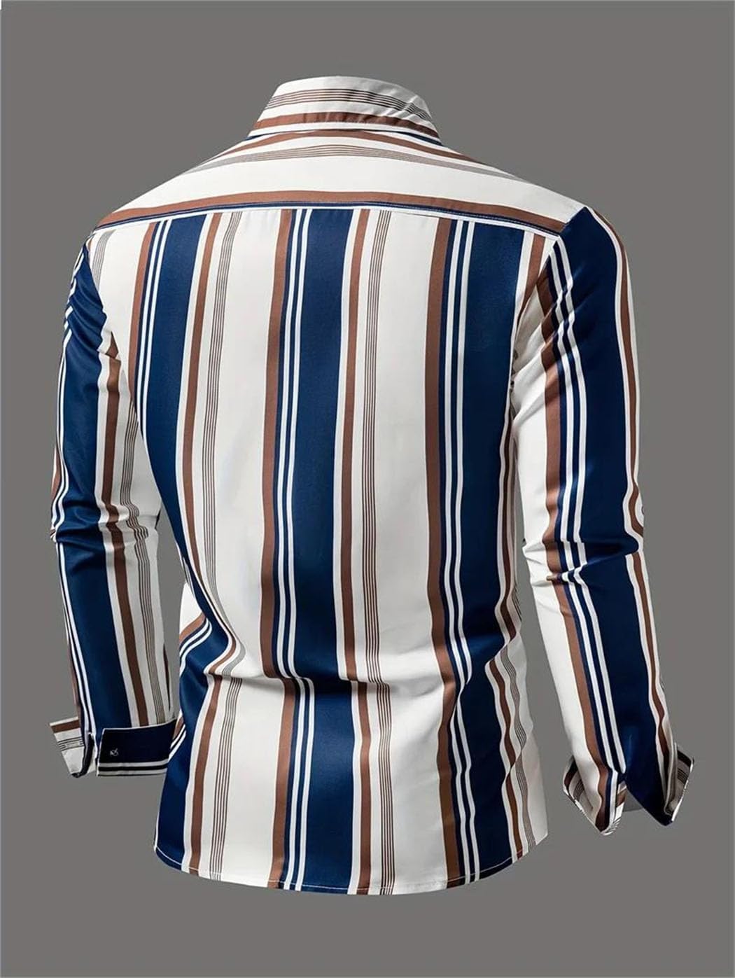 Men's Lapel Button Up Shirt Spring Business Casual Long Sleeved Shirt Fashion Print Pattern Male Blouse