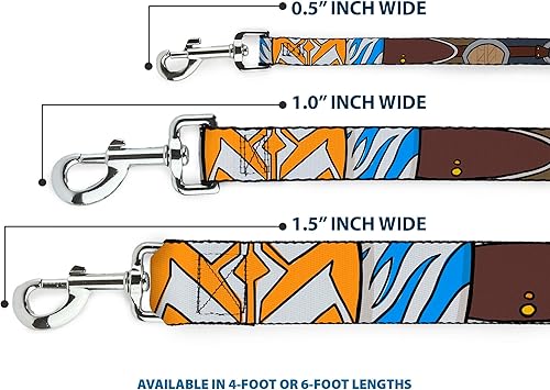 Miniatura 3 de Star Wars - Correa para mascotas, correa para perro, elementos limitadores de Star Wars The Clone Wars Ahsoka Tano, 4 pies de largo 0.5 pulgadas de