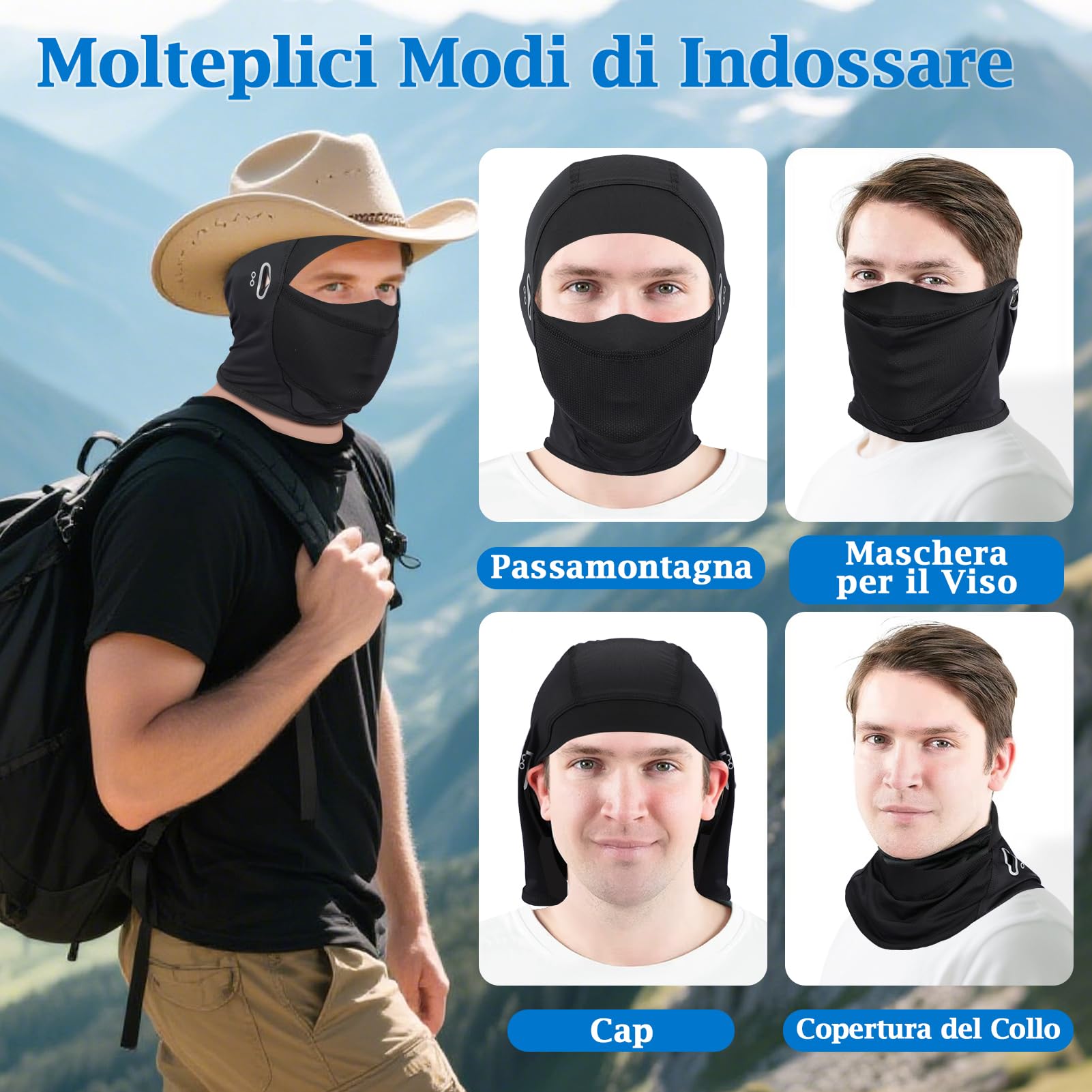 Kiiwah Passamontagna Moto Estivo Traspirante con Protezione UV Sottocasco per Bici Motociclo Ciclismo