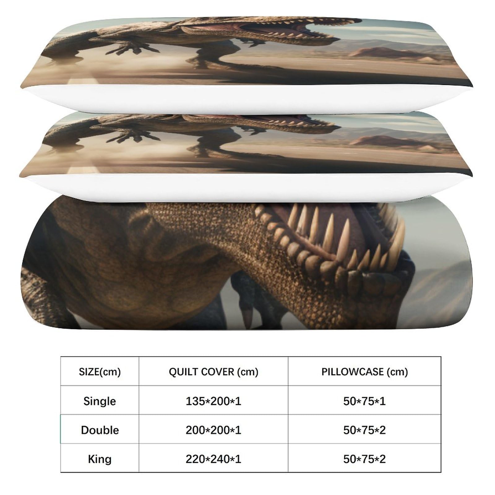 dinosauri Set Copripiumino Trapuntato Con Stampa Re Con Chiusura A Cerniera Per Microfibra Tyrannosaurus Rex Biancheria Da Letto Bedding Set Soft Microfiber Adulti E Bambini King（220x240cm）