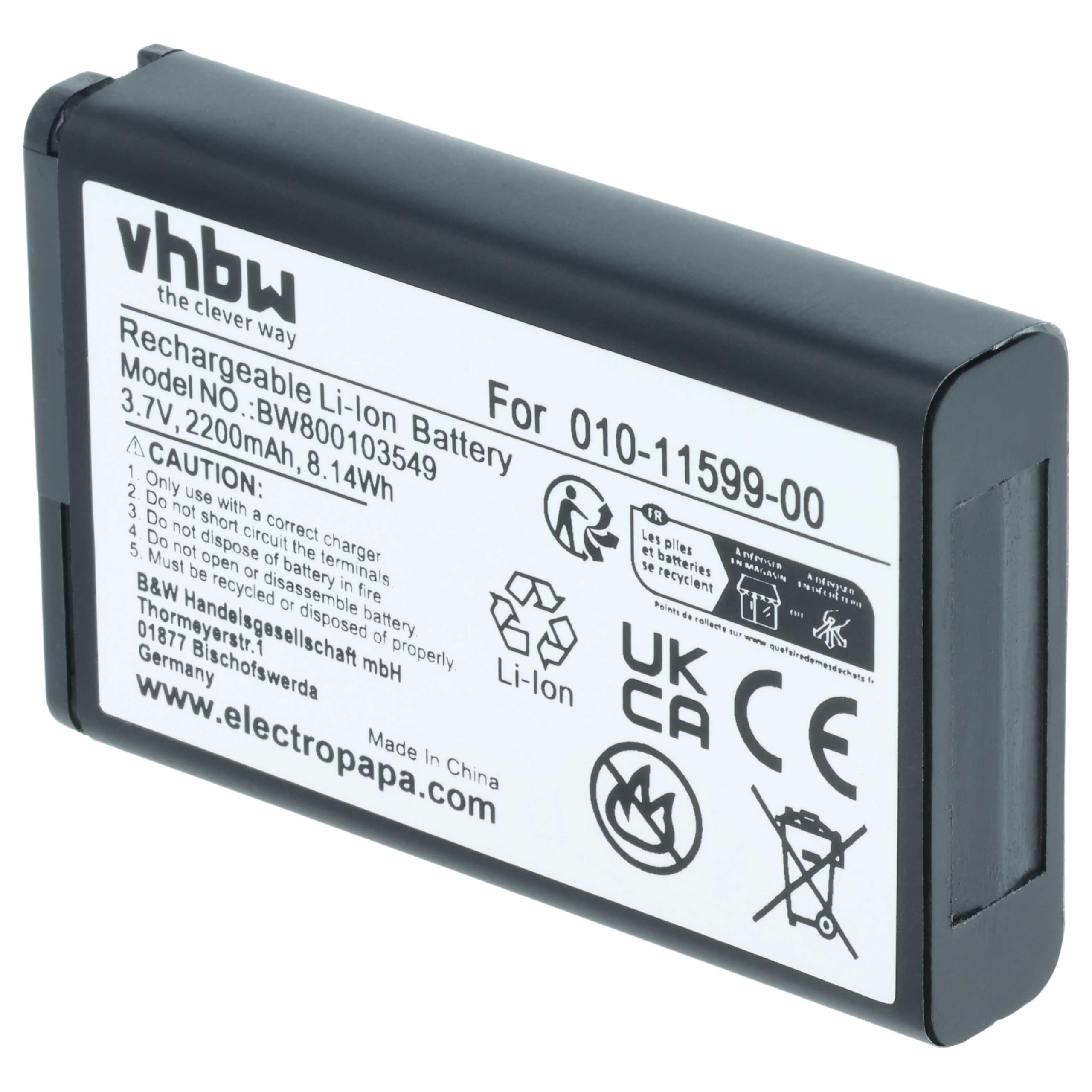 vhbw Batería Compatible con Garmin Alpha 100 Handheld navegador, navi, GPS (2200 mAh, 3,7 V, Li-Ion)