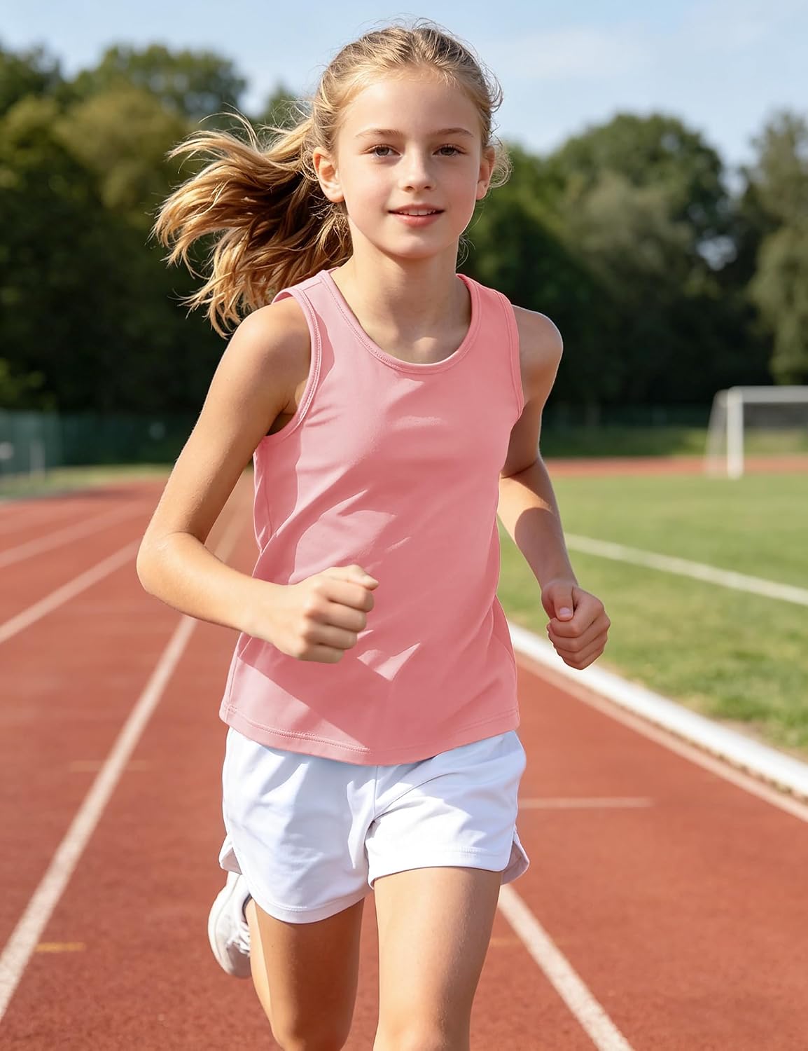 Auranso Girls Tank Tops 3 Pack Athletic Quick Dry UPF 50+ Racerback Tops