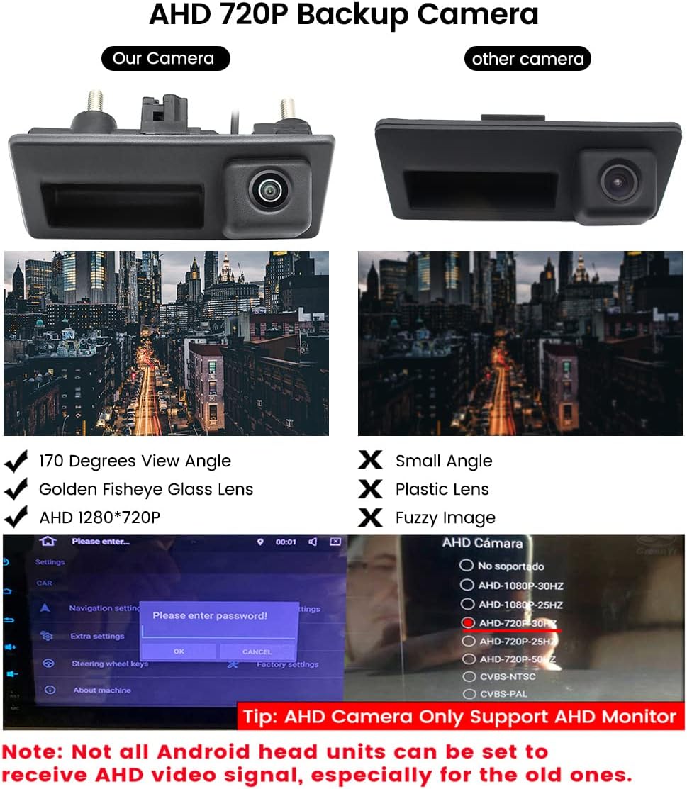 AHD 720P backup camera comparison and settings