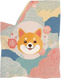 Watercolor Mixed Cute Dog Flannel Throw Blanket Pink Blue S