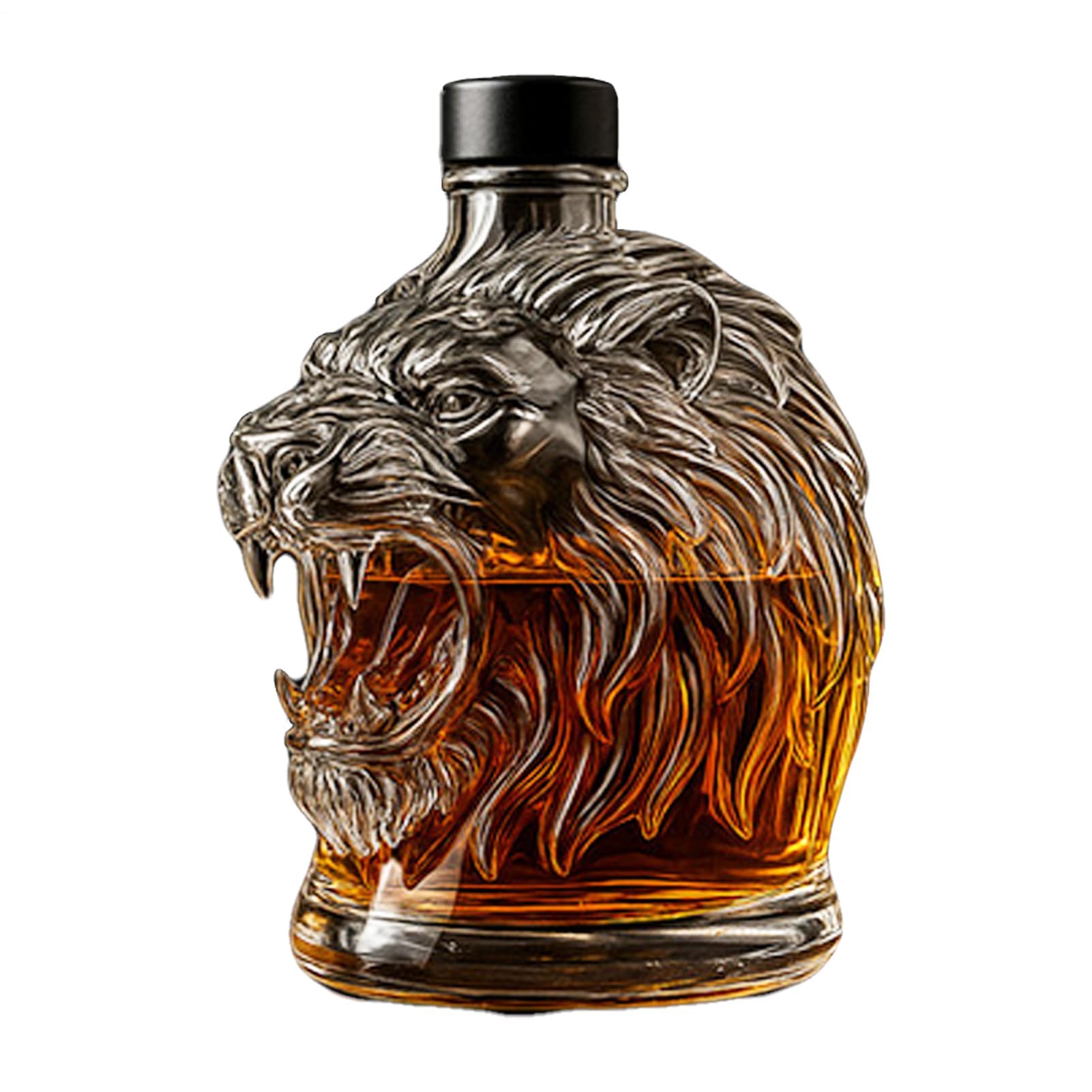 Decantador de whisky Lions's, divertida botella de whisky de cristal, botella de vino de cabeza de león, decantadores de vino de cristal, regalo decentro, para hombres, amantes del whisky