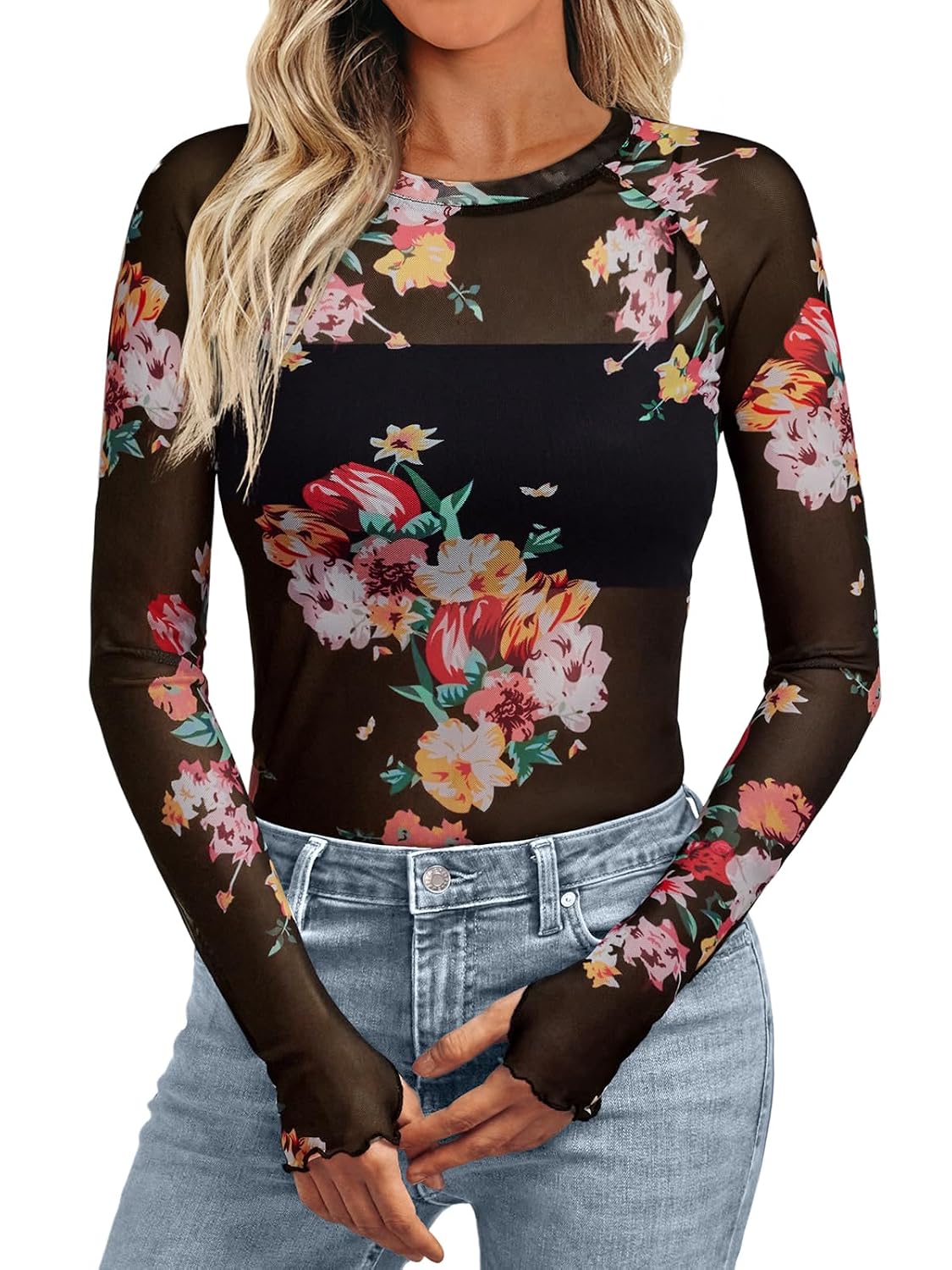 Dealmore Sheer Mesh Tops, Lace Going-Out - Image 7