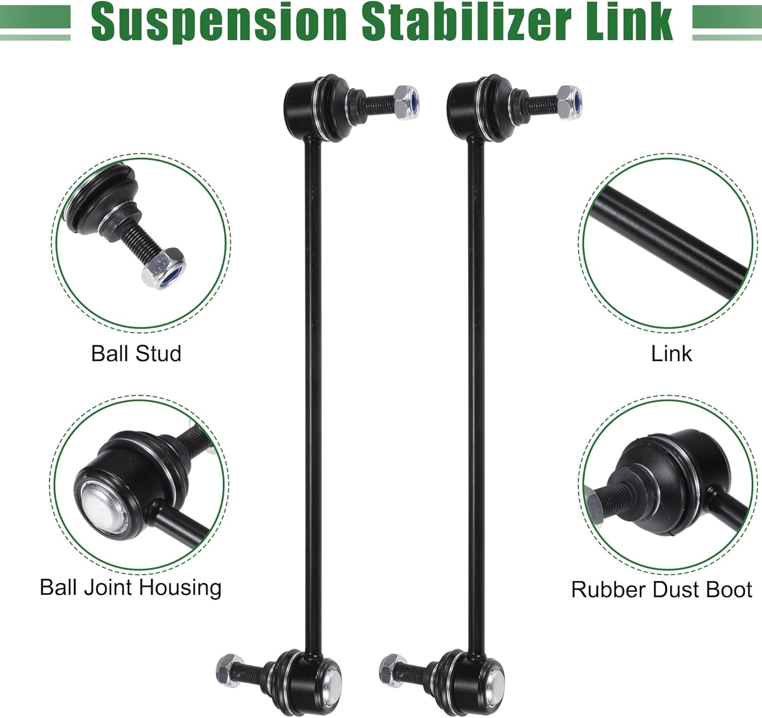 X AUTOHAUX 6pcs Front Suspension Kit Inner Outer Tie Rod End Front Sway Bar Link for Ford C-Max for Ford Escape for Ford Focus for Ford Transit No.EV800898/ES800954/ES800955