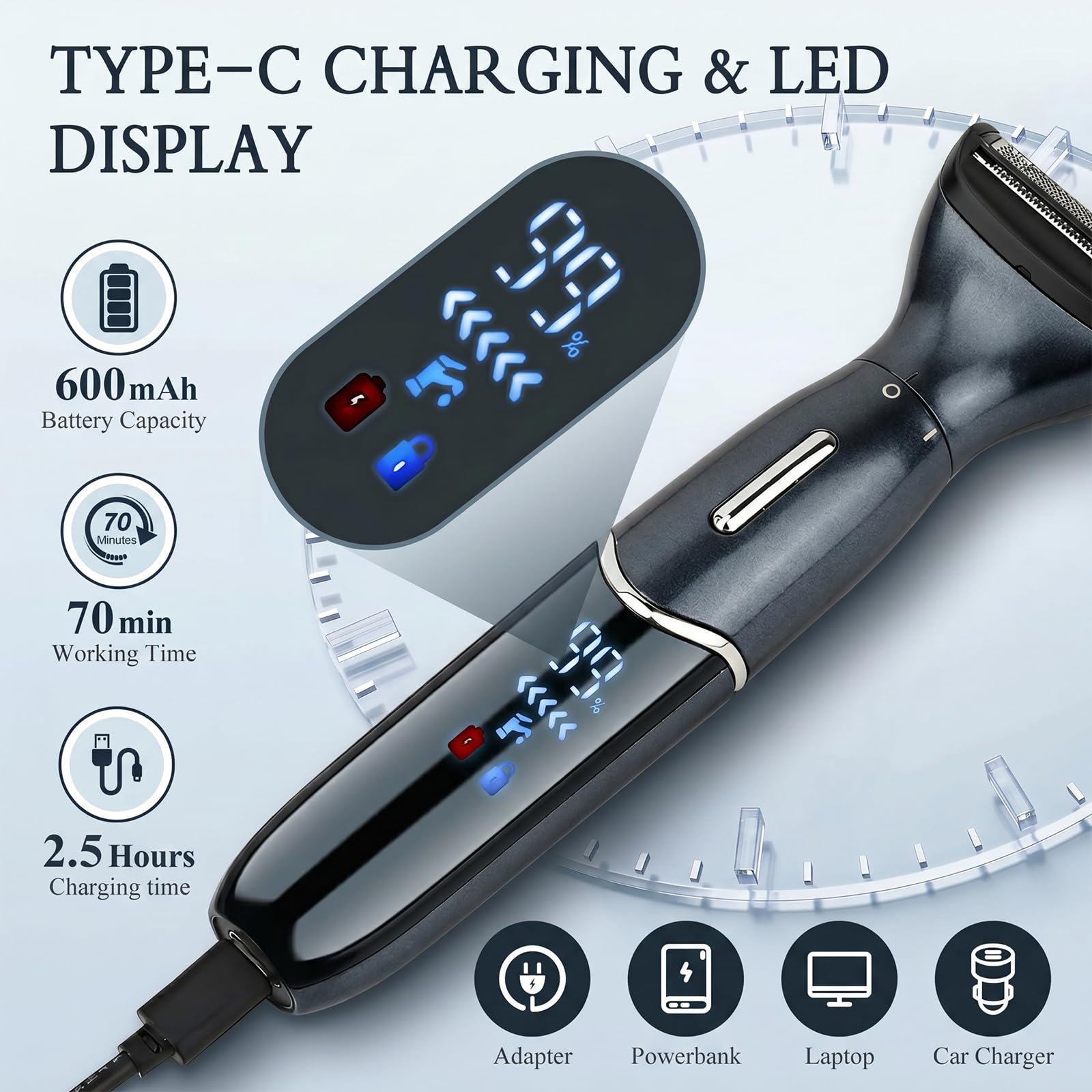 Rasoio Elettrico Donna, 6 in 1 Depilatore Corpo Donna, Rasoio Parti Intime Donna IPX5 Impermeabile, Ricaricabile USB, Uso Secco e Bagnato, Rasoio Donna per Viso, Gambe, Ascelle, Bikini, Naso