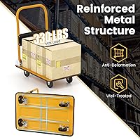 Vista 10 de Goplus Carro plegable de la plataforma 330LBS Rolling Flatbed Cart Hand Platform Truck Push Dolly para cargar