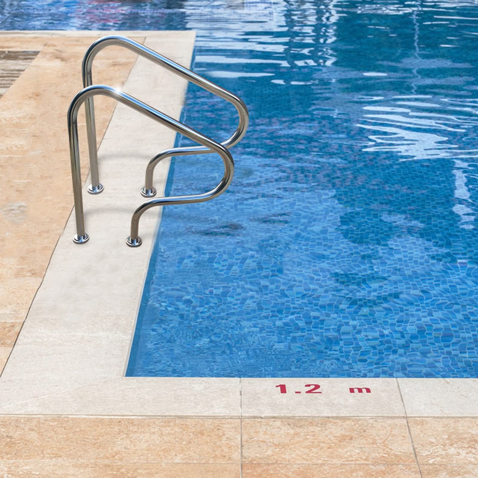 Swimming Pool Safety Handrail Kit Stainless Steel Pool Handrail，Indoor Outdoor Safety Stair Railings，Non-Slip Swimming Pools Grab Rail - Complete Kit，for Inground Pool Spa