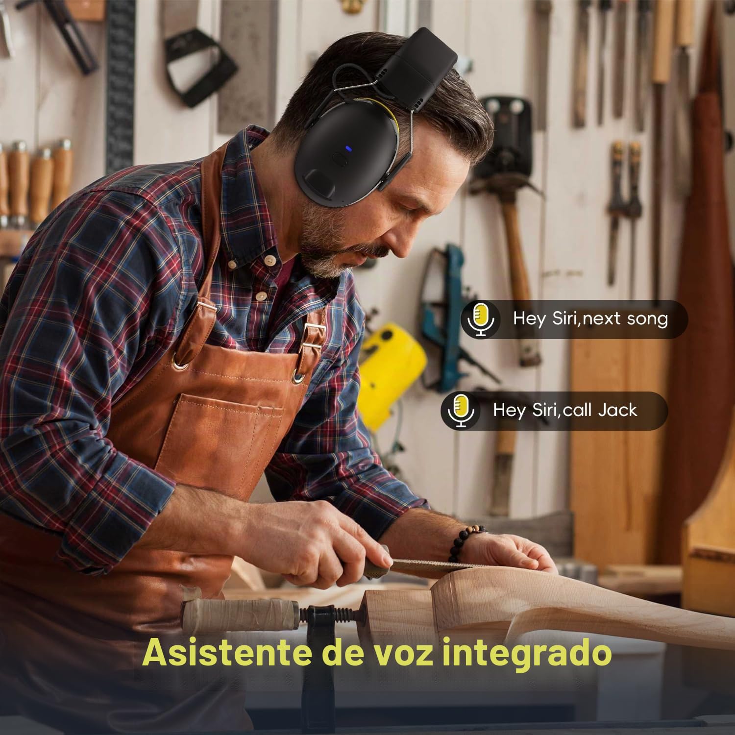 Protección auditiva con Bluetooth 5.4, 120 horas de funcionamiento, altavoz de alta fidelidad/micrófono integrado,30 dB SNR, orejeras de seguridad ideales cascos antiruido el césped