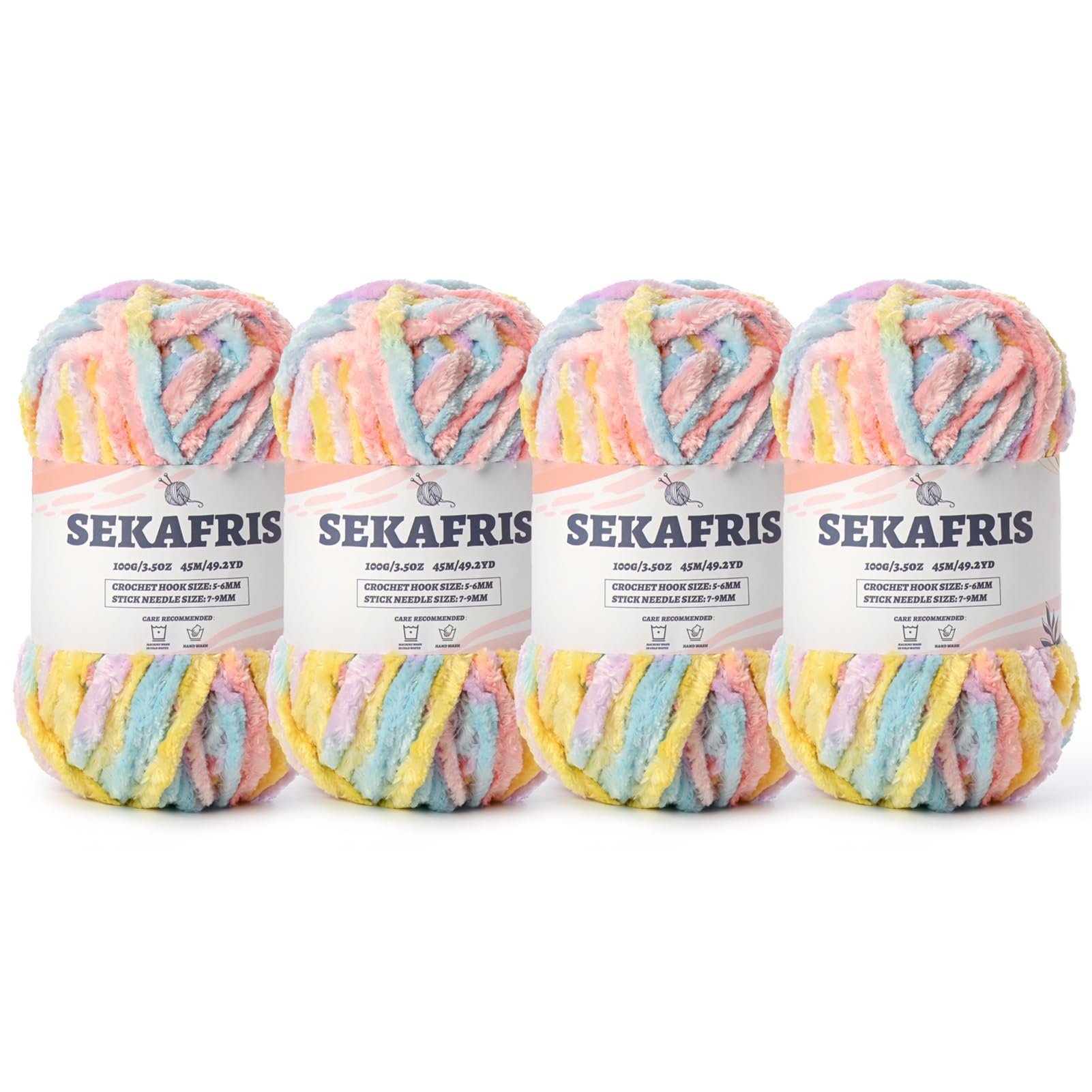 Chenille Velvet Soft Yarn Macaron 4 Pack