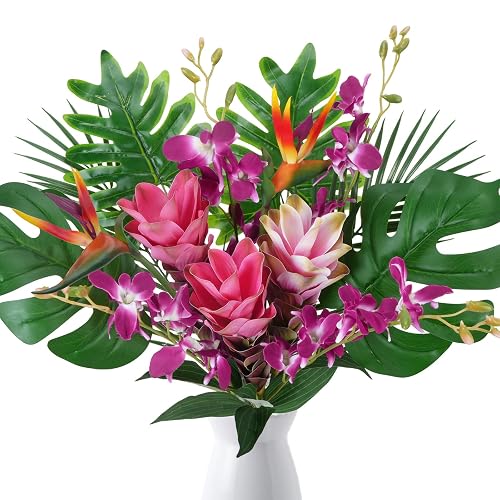 15PCS Tropical Flowers Artificial, Summer Bouquet Set, Hawaiian Flowers |