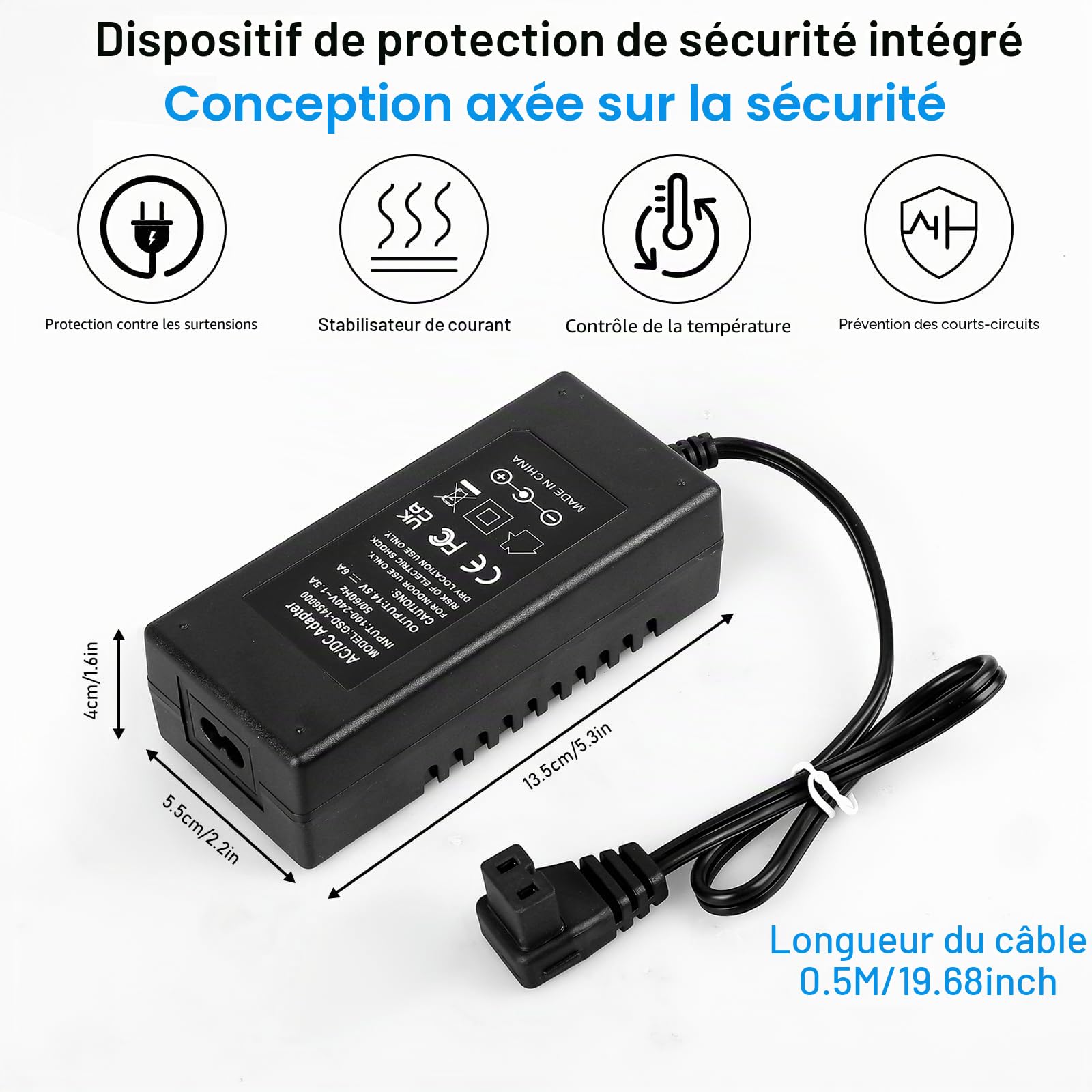 Mini pour Congélateur Adaptateur Secteur, 14,5 V 6 a 87 W 100 V-240 V AC DC Adaptateur Câble De Charge Adaptateur pour Glacière à Compresseur Dometic Cfx3 Réfrigérateur Congélateur De Voiture